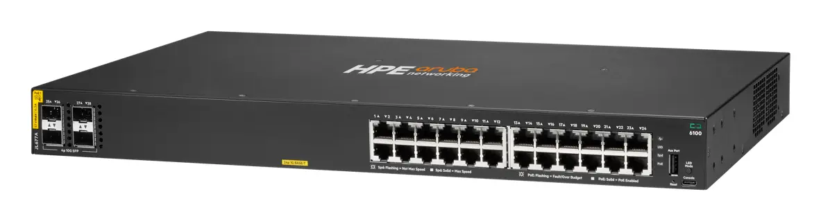 Aruba JL677A CX6100 24G Class4 PoE 4SFP+ 370W PoE Switch