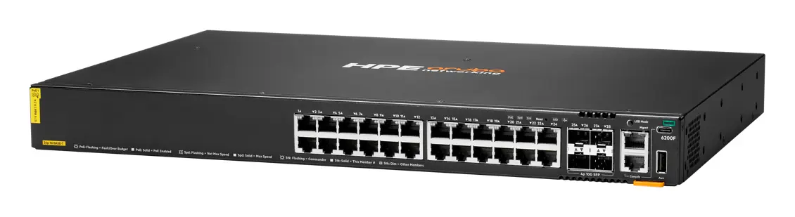 Aruba JL725B CX6200F 24G Class-4 PoE 4SFP+ 370W PoE Switch
