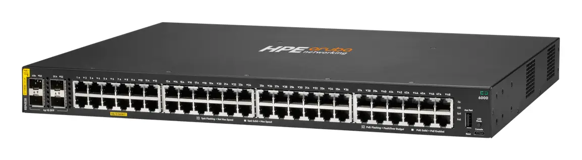 Aruba R8N85B CX6000 48p 10M/100M/1G Class4 PoE 4p SFP 1G 370W PoE Switch