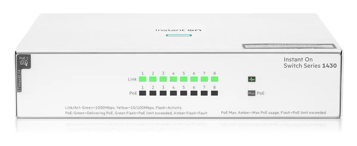 Aruba Instant On R8R46A 1430 8G Class4 PoE 64W PoE Switch