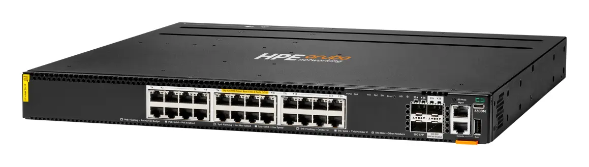 Aruba R8S89A CX6300M 24p Smart Rate 1G/2.5G/5G/10G Class6 PoE 2p 50G 2p 25G PoE Switch