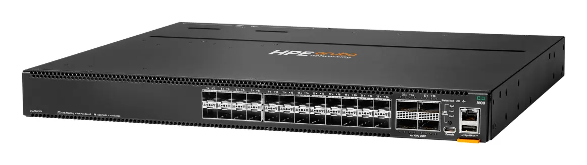 Aruba R9W87A CX8100 24x10G SFP+ 4x40/100G QSFP28 BF Airflow 3xFan 2AC PSU Veri Merkezi Switch
