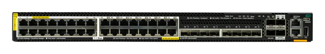 Aruba S4P42A CX6300M 32p SmtRt 5G CL8 8p SFP+ 10G LRM 2p SFP56 50G 2p SFP28 25G MACsec PoE Switch — görsel 2