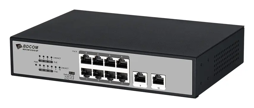 BDCOM S1010-8P 8 Port Fast Ethernet PoE Yönetilemez Switch — görsel 2