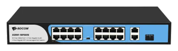BDCOM S1200-24P2G1S 24 Port Fast Ethernet PoE 2×Gigabit 1×SFP Yönetilemez Switch — görsel 2