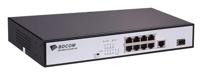 BDCOM S1210-8P 8 Port Fast Ethernet PoE 1×Gigabit 1×SFP Yönetilemez Switch — görsel 2