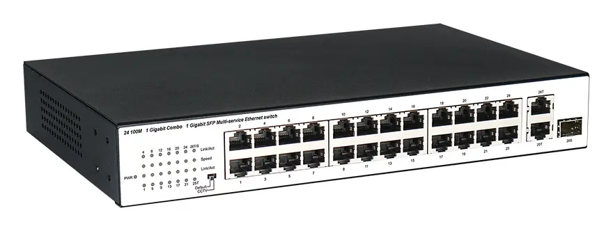 BDCOM S1226L 24 Port Fast Ethernet 1×Gigabit Yönetilemez Switch — görsel 3