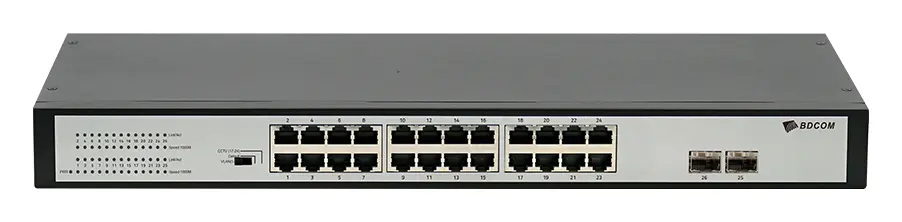 BDCOM S1526-24PV1 24 Port Gigabit PoE 2×SFP Yönetilemez Switch