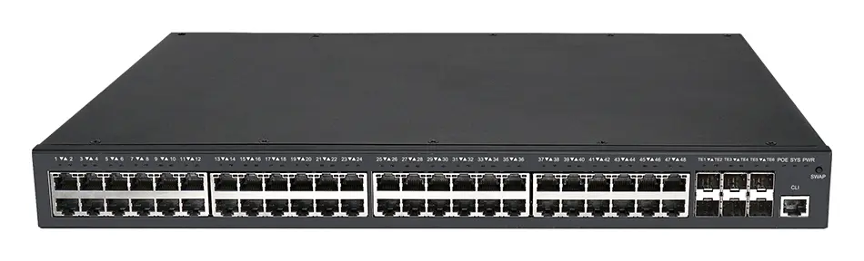BDCOM S2900-48P6X-370 48 Port Gigabit PoE 6×10G SFP+ L2+ Yönetilebilir Switch