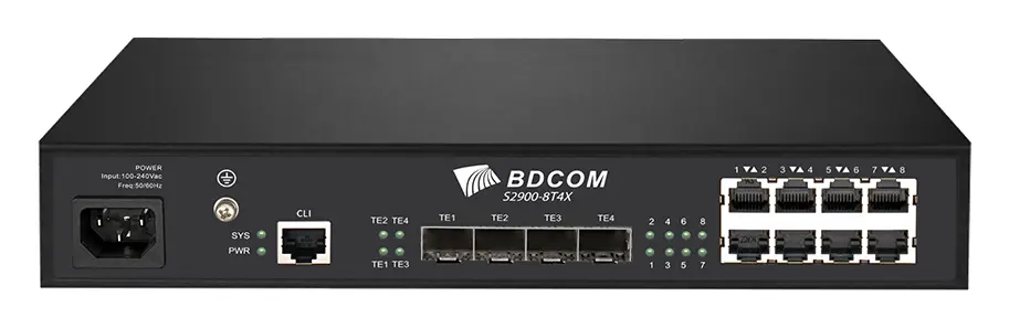 BDCOM S2900-8T4X-RPS 8 Port Gigabit 4×10G SFP+ L2+ Yönetilebilir Switch