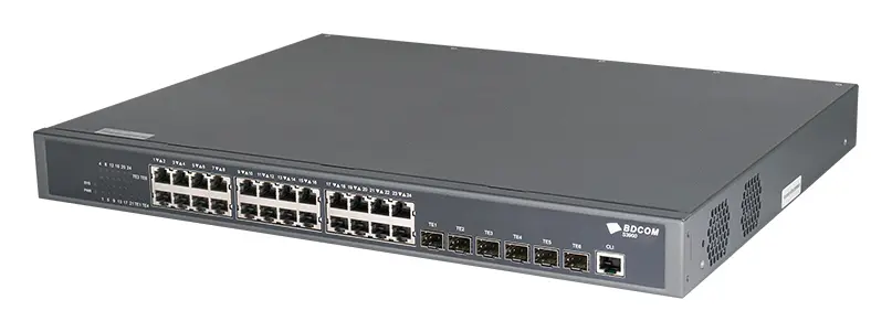 BDCOM S3900-48M6X/EI 24 Port Gigabit 24×SFP 6×10G SFP+ Yönetilebilir Switch