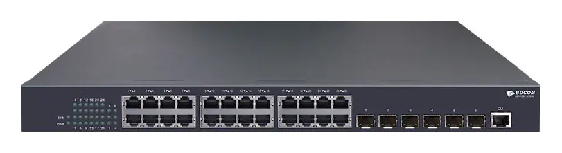 BDCOM S3954M 24 Port Gigabit 24×SFP 6×10G SFP+ Yönetilebilir Switch