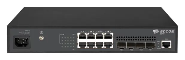 BDCOM S5700-8EP4X-120 8 Port 2.5G PoE 4×10G SFP+ Yönetilebilir Switch