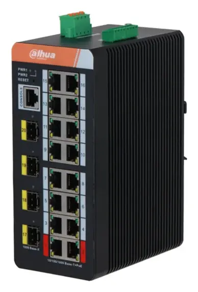 Dahua PFS4420-16GT-DP 20 Port (16 PoE) Gigabit Endüstriyel PoE Switch