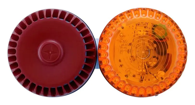 Eaton 539994FULL-1047 RoLP LX Kırmızı Gövde Amber Lens Yangın Sireni / Flaşör