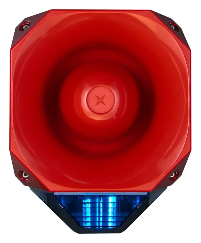 Eaton 7092285FUL-0192 Asserta 230V AC 120dB Mavi Lens Kırmızı Gövde Yangın Sireni / Flaşör