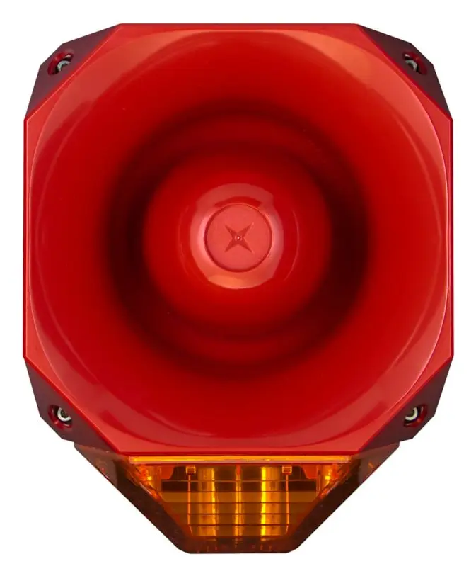 Eaton 7092304FUL-0320X Asserta 24V DC 120dB Amber Lens Kırmızı Gövde Yangın Sireni / Flaşör