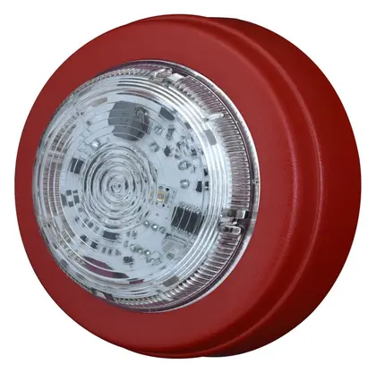 Eaton 811041FULL-0006 Solista Şeffaf Lens Kırmızı Flaş Kırmızı Gövde Sığ Taban Yangın Flaşörü
