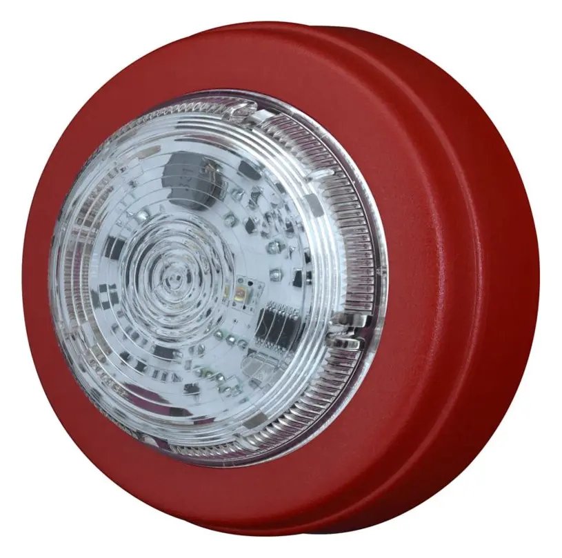 Eaton 811041FULL-0006 Solista Şeffaf Lens Kırmızı Flaş Kırmızı Gövde Sığ Taban Yangın Flaşörü