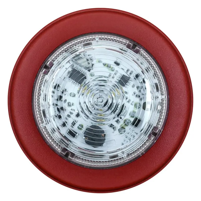 Eaton 811043FULL-0008 Solista Şeffaf Lens Yeşil Flaş Kırmızı Gövde Sığ Taban Yangın Flaşörü