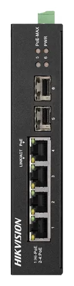 Hikvision DS-3T0506HP-E/HS 4 Port Gigabit PoE Endüstriyel Switch — görsel 2