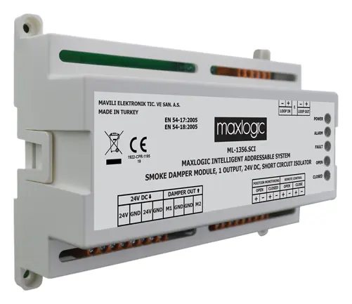 Mavili ML-1357 Akıllı Adresli Duman Damper Modülü, 1 Çıkışlı 24V AC