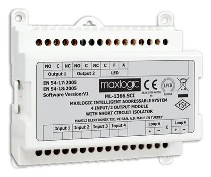 Mavili ML-1366 Akıllı Adresli 4/2 Giriş/Çıkış (I/O) Modülü, 4 Kontak İzleme, 2 Röle Çıkışı