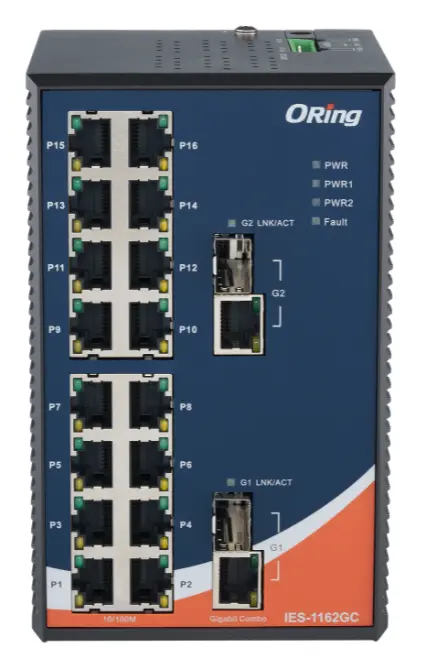 ORing IES-1162GC 16FE + 2G Combo Endüstriyel Yönetilemez Switch — görsel 2
