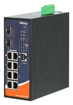 ORing IGPS-9622DGP+-BT 10 Port L2 802.3bt PoE Switch, 6x 1G/PoE + 2x 2.5G/PoE + 2x 1G/10GBase-X SFP+ socket Endüstriyel Yönetilebilir PoE Switch