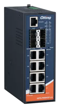 ORing IGPS-P9084GP-LA Endüstriyel IEC 61850-3 12 Port Yönetilebilir Gigabit PoE Switch ve 8G/PSE ve 4G SFP socket IEC 61850-3 Trafo Merkezi PoE Switch