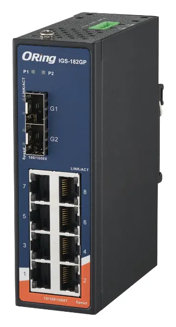 ORing IGS-182GP 8GE+ 2G SFP Endüstriyel Yönetilemez Switch — görsel 3