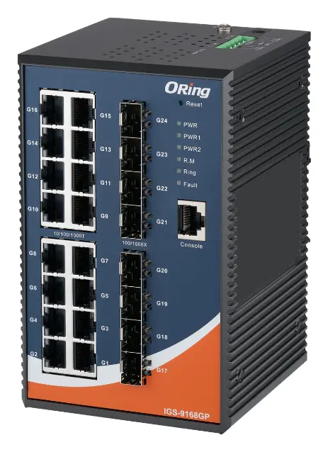 ORing IGS-9168GP 16GE + 8G SFP Cyber-hardened L2 Endüstriyel Yönetilebilir Switch — görsel 3