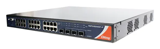 ORing RGPS-R9244GP+-P 24GE PoE + 4 1G/10G SFP Cyber-hardened L3 Ethernet Switch, IEEE 802.3af/at Endüstriyel Yönetilebilir PoE Switch