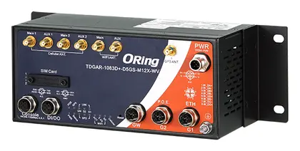 ORing TDGAR-1083D+-D5GS-M12X-WV EN50155 802.11 ac/n 5G Cellular GPS Router ve 3x10/100/1000Base-T(X), M12 konnektör Endüstriyel 5G Router