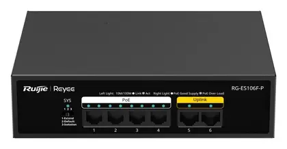 Reyee RG-ES106F-P 6 Port Fast Ethernet PoE Yönetilemez Switch