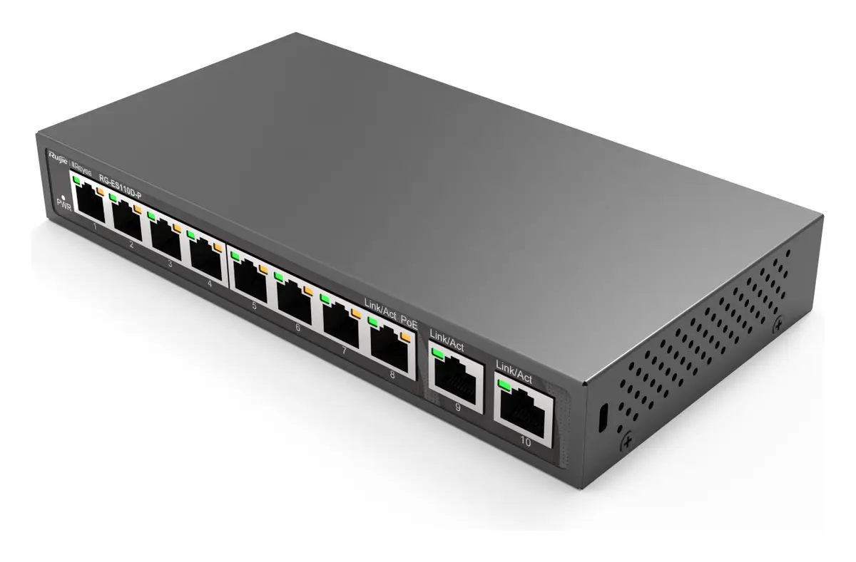 Reyee RG-ES110D-P 8 Port Fast Ethernet 2×Gigabit Yönetilemez Switch — görsel 4