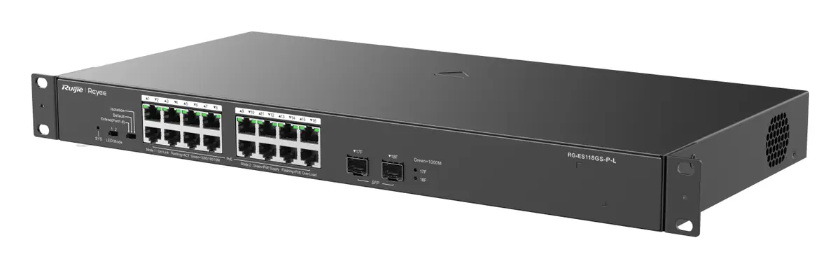 Reyee RG-ES118GS-P-L 16 Port Gigabit PoE 2×SFP Yönetilemez Switch — görsel 2