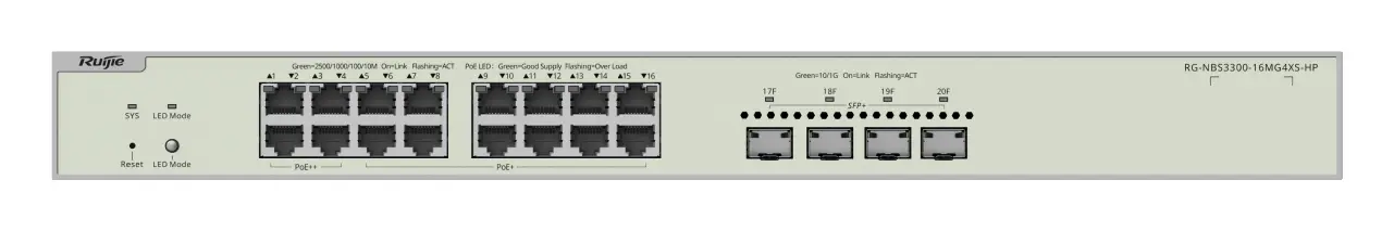 Reyee RG-NBS3300-16MG4XS-HP 16 Port 2.5G Multi-Gigabit PoE++ 4×10G SFP+ Yönetilebilir Switch — görsel 2