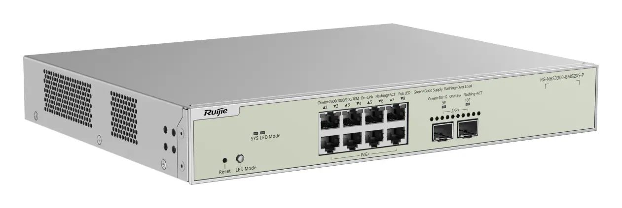 Reyee RG-NBS3300-8MG2XS-P 8 Port 2.5G Multi-Gigabit PoE+ 2×10G SFP+ Yönetilebilir Switch — görsel 4