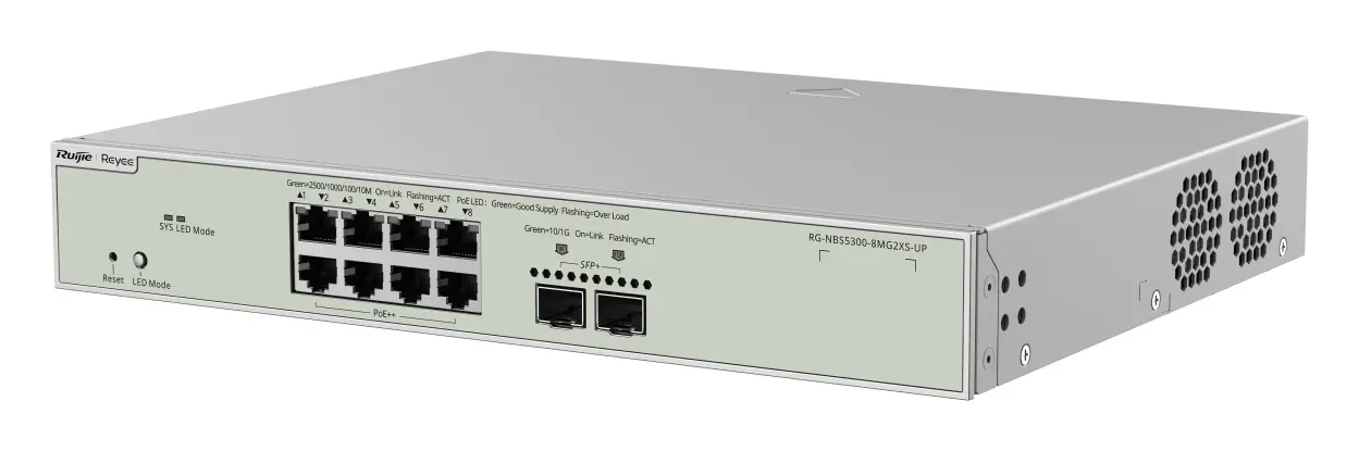 Reyee RG-NBS5300-8MG2XS-UP 8 Port 2.5G Multi-Gigabit PoE++ 2×10G SFP+ L3 Yönetilebilir Switch — görsel 3