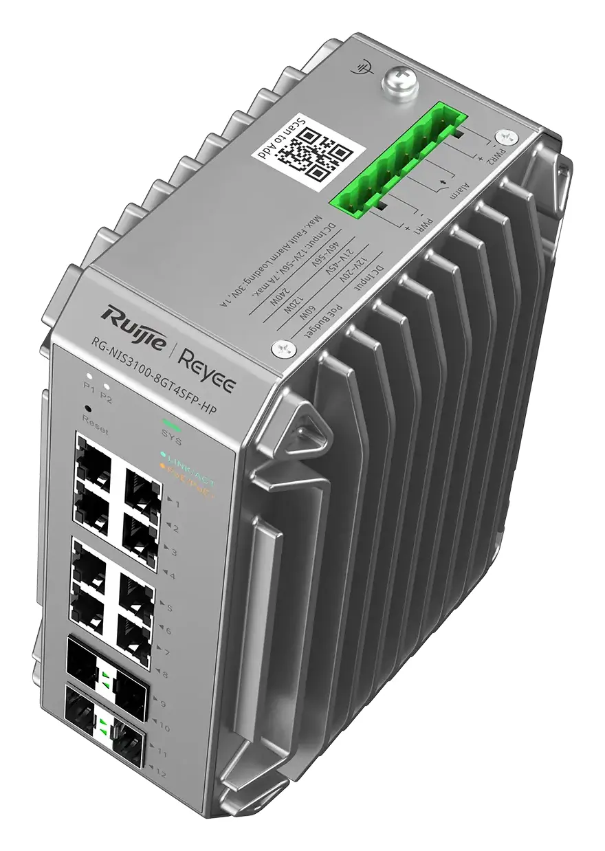 Reyee RG-NIS3100-8GT4SFP-HP 8 Port Gigabit PoE+ 4×SFP Endüstriyel Switch — görsel 5