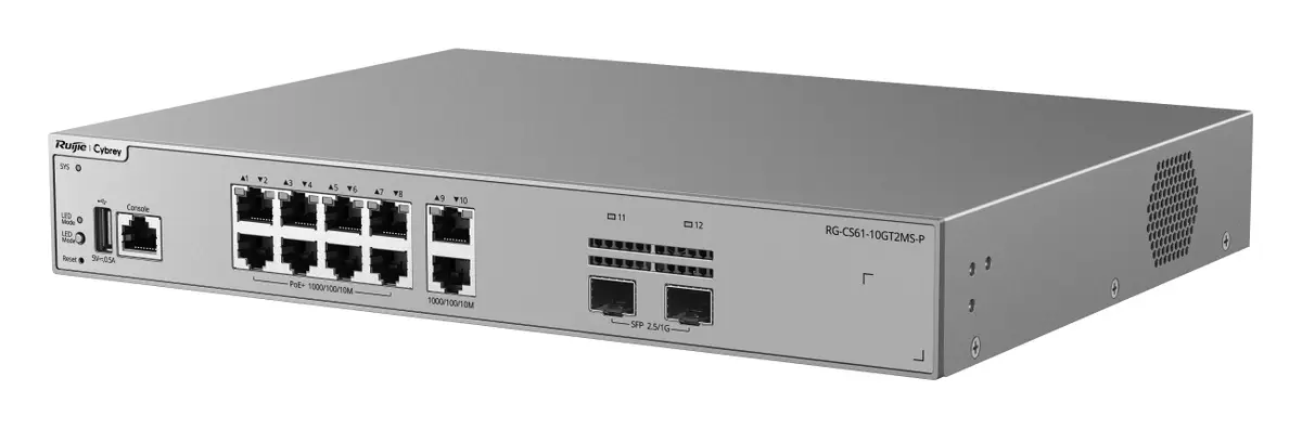 Ruijie RG-CS61-10GT2MS-P 10 Port Gigabit PoE+ 2×2.5G SFP L3 Yönetilebilir Switch — görsel 2
