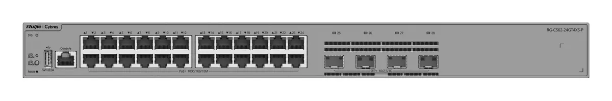 Ruijie RG-CS62-24GT4XS-P 24 Port Gigabit PoE+ 4×10G SFP+ L3 Yönetilebilir Switch — görsel 2