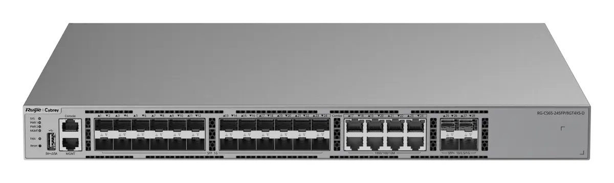 Ruijie RG-CS65-24SFP/8GT4XS-D 24 Port Gigabit SFP 4×10G SFP+ L3 Yönetilebilir Switch — görsel 2