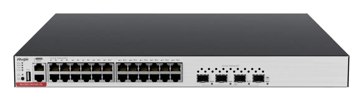 Ruijie RG-CS83-24GT4XS-PD 24 Port Gigabit PoE+ 4×10G SFP+ L3 Yönetilebilir Switch