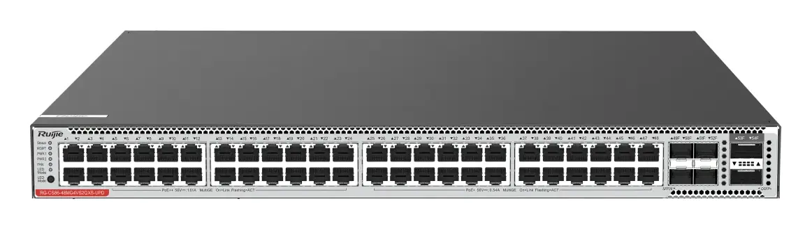 Ruijie RG-CS86-48MG4VS2QXS-UPD 48 Port 5G Multi-Gigabit PoE++ 4×25G SFP28 2×40G QSFP+ Yönetilebilir Switch