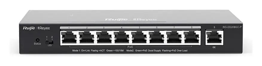 Ruijie RG-ES209GC-P 8 Port Gigabit Yönetilebilir PoE Switch