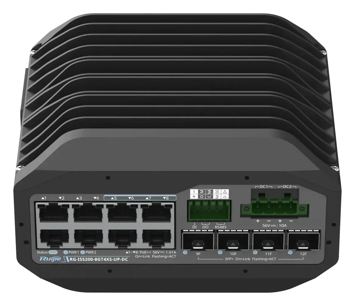 Ruijie RG-IS5200-8GT4XS-UP-DC 8 Port Gigabit PoE++ 4×10G SFP+ Endüstriyel Switch