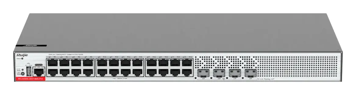 Ruijie RG-S5000-24GT4MS-P-E 24 Port Gigabit PoE+ 4×2.5G SFP L2+ Yönetilebilir Switch