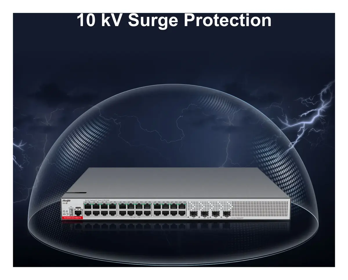 Ruijie RG-S5000-24GT4MS-P-E 24 Port Gigabit PoE+ 4×2.5G SFP L2+ Yönetilebilir Switch — görsel 3